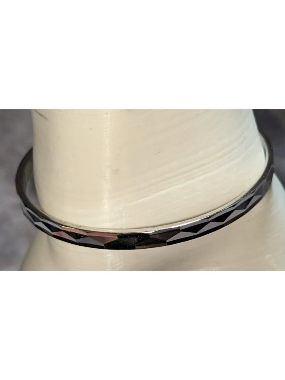 Mod Geometric Vintage Monet Silver Tone Faceted Cuff Bracelet